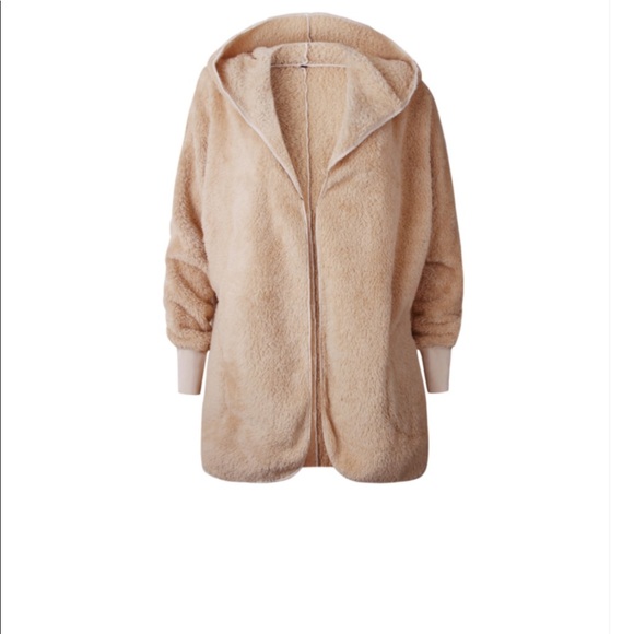 BACK IN STOCK‼️BEIGE Teddy Sherpa fleece- hoodie - Picture 8 of 8